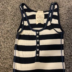 Hollister tank with white and blue stripes.